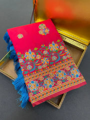 Pashmina Kashmiri Meenakari Silk Saree