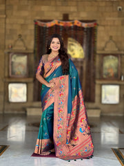 Harmony Paithani Soft Silk Meenakari Peacock Pallu Saree