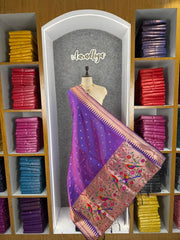 Pure Zari Temple Parrot Paithani Dupatta
