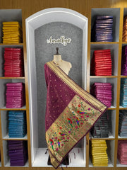 Pure Zari Temple Parrot Paithani Dupatta