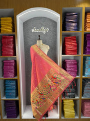 Pure Zari Temple Parrot Paithani Dupatta