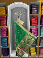 Pure Zari Temple Parrot Paithani Dupatta