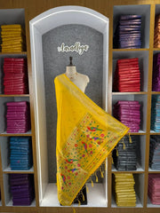 Pure Zari Temple Parrot Paithani Dupatta