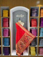 Pure Zari Temple Parrot Paithani Dupatta