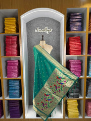 Pure Zari Temple Parrot Paithani Dupatta