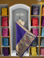 Pure Zari Temple Parrot Paithani Dupatta