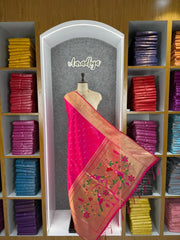 Pure Zari Triple Muniya Border Parrot Paithani Dupatta
