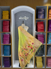 Pure Zari Triple Muniya Border Parrot Paithani Dupatta