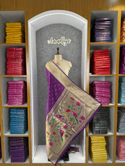 Pure Zari Triple Muniya Border Parrot Paithani Dupatta