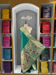 Pure Zari Triple Muniya Border Parrot Paithani Dupatta