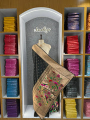 Pure Zari Triple Muniya Border Parrot Paithani Dupatta