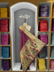 Pure Zari Triple Muniya Border Parrot Paithani Dupatta