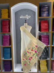 Pure Zari Triple Muniya Border Parrot Paithani Dupatta
