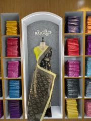 Heavy Dola Silk Weaving & Embroidery Border Saree (Unstiched Blouse)