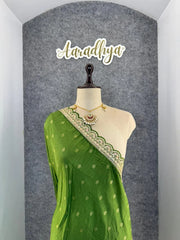 Heavy Dola Silk Weaving & Embroidery Border Saree (Unstiched Blouse)