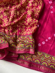 Pure Soft Chanderi Bandhani Block Printed Saree