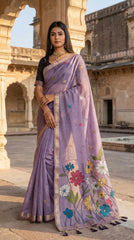 Premium Soft Muga Cotton Rich Flowery Pallu Saree