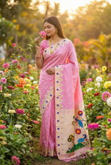 Soft Paithani Silk Peacock Pallu Saree