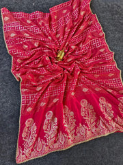 Premium Dola Silk Floral Weaved Pallu Saree