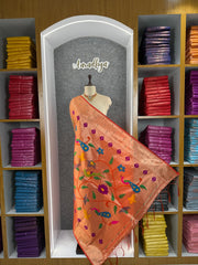 Paithani Jacquard Dupatta with Peacock (Mor) & Floral Weaving