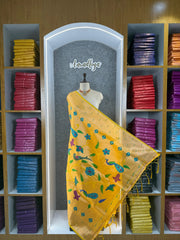 Paithani Jacquard Dupatta with Peacock (Mor) & Floral Weaving