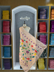 Paithani Jacquard Dupatta with Peacock (Mor) & Floral Weaving