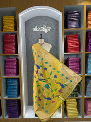 Paithani Jacquard Dupatta with Peacock (Mor) & Floral Weaving