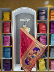 Soft Paithani Silk Peacock Zari Pallu Dupatta | Festive & Wedding Wear