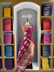 Most Trending Swan Lotus Khadi Raw SIlk Paithani Saree