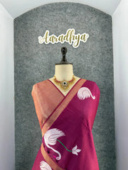 Most Trending Swan Lotus Khadi Raw SIlk Paithani Saree