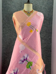 Most Trending Swan Lotus Khadi Raw SIlk Paithani Saree