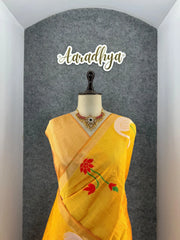 Most Trending Swan Lotus Khadi Raw SIlk Paithani Saree