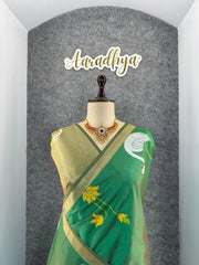 Most Trending Swan Lotus Khadi Raw SIlk Paithani Saree