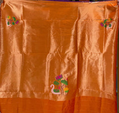 Most Trending Swan Lotus Khadi Raw SIlk Paithani Saree