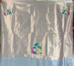 Most Trending Swan Lotus Khadi Raw SIlk Paithani Saree