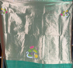 Most Trending Swan Lotus Khadi Raw SIlk Paithani Saree