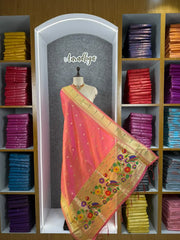 Pure Paithani Silk Weaving Zari Paithani Duppata