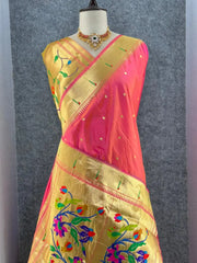 Peacock Pallu & Gold Zari Border Paithani Silk Saree
