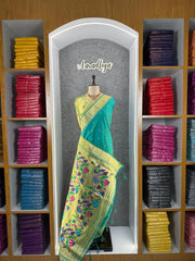 Peacock Pallu & Gold Zari Border Paithani Silk Saree