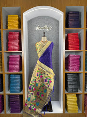 Peacock Pallu & Gold Zari Border Paithani Silk Saree