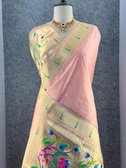 Peacock Pallu & Gold Zari Border Paithani Silk Saree