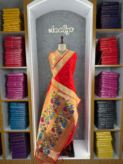 Peacock Pallu & Gold Zari Border Paithani Silk Saree