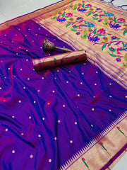 Peacock Pallu & Gold Zari Border Paithani Silk Saree