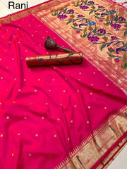 Peacock Pallu & Gold Zari Border Paithani Silk Saree
