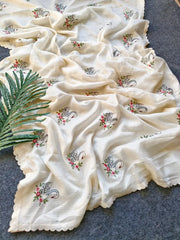 Pure Kota Doriya Swan Embroidery Saree