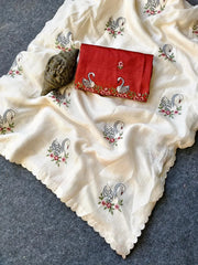 Pure Kota Doriya Swan Embroidery Saree