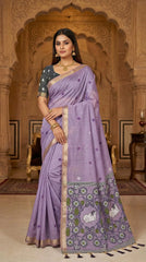 Pichwai Cow Soft Muga Cotton Pallu Saree