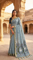 Pichwai Cow Soft Muga Cotton Pallu Saree
