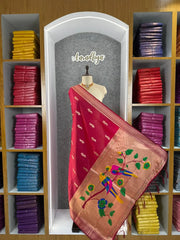 Pure Paithani Multicolor Parrot Weaving Motif Pallu Dupatta