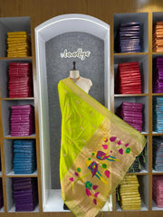 Pure Paithani Multicolor Parrot Weaving Motif Pallu Dupatta